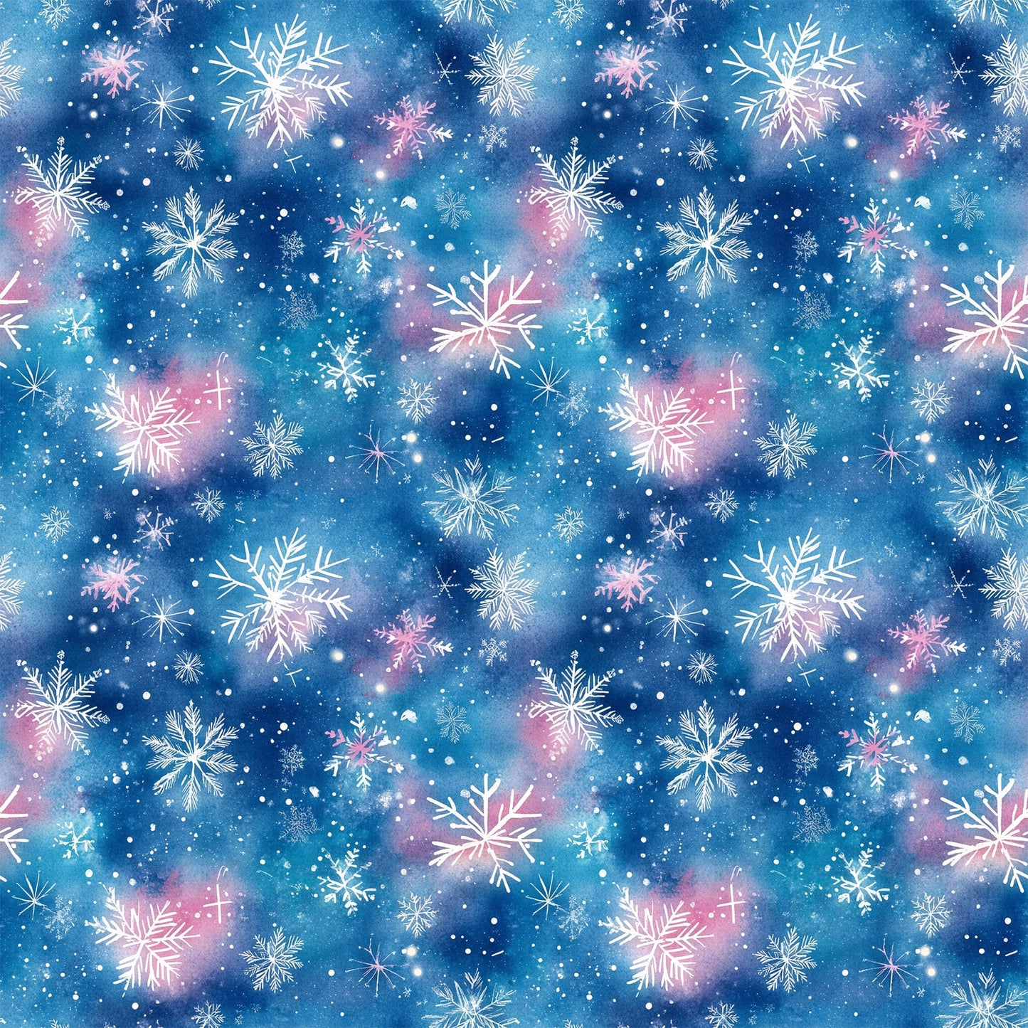 Watercolor Blue Christmas Pattern 4 Quilting Cotton Fabric