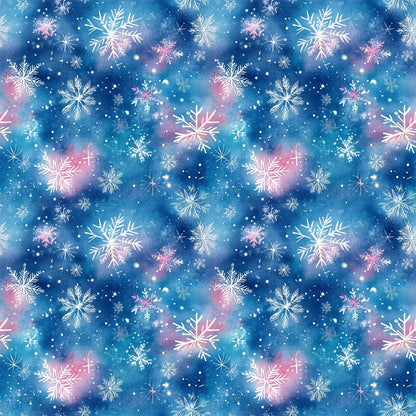 Watercolor Blue Christmas Pattern 4 Quilting Cotton Fabric