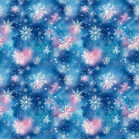 Watercolor Blue Christmas Pattern 4 Quilting Cotton Fabric
