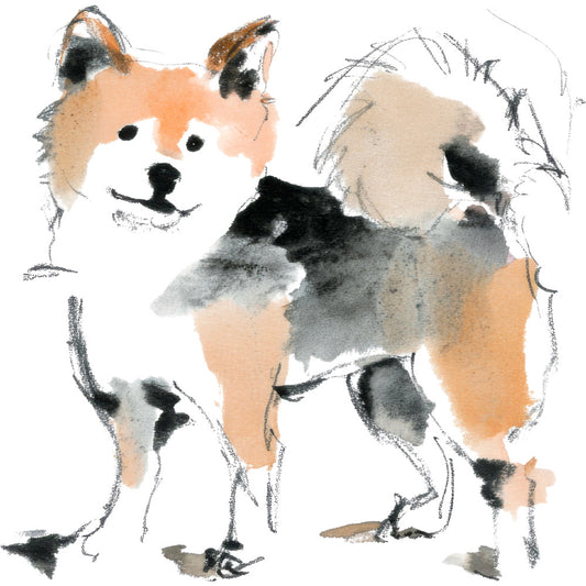 Handdrawn Doodle Dog Fabric Panel 24