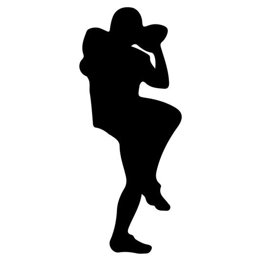 silhouette, woman, female figure, fashion, girl, cowboy hat, western, country, black, solid, monochrome, modern, contemporary, portrait, people, figure art, apparel, clothing, pin-up, retro, vintage style, graphic, bold design, simple, minimalist, standing pose, decorative, wall art, apparel fabric, fashion print