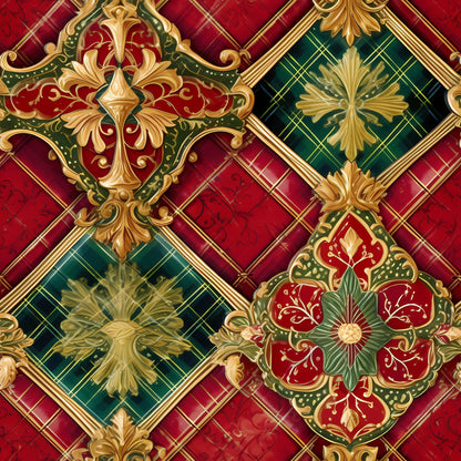 Gilded Tartan Blooms Pattern 9 Minky Fabric
