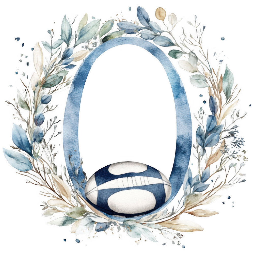 navy blue, cream, beige, sage green, dusty blue, watercolor, botanical, floral, leaves, branches, elegant, modern, nature, peaceful, serene, minimalist, contemporary, spring, summer, delicate, botanical illustration, leaf motifs, decorative initial, monogram, letter o, nursery, baby, wall art, refined, soft