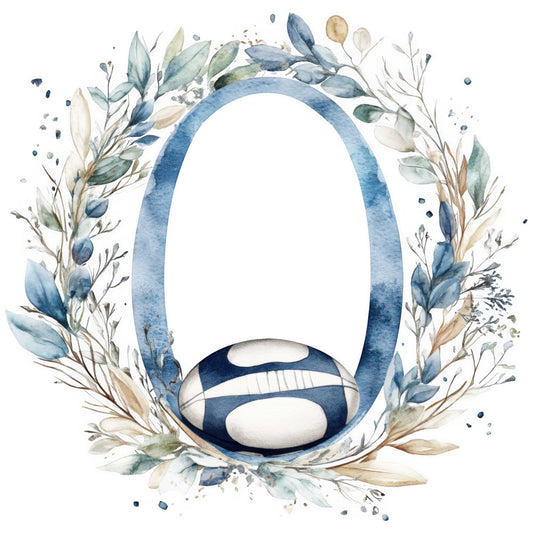 navy blue, cream, beige, sage green, dusty blue, watercolor, botanical, floral, leaves, branches, elegant, modern, nature, peaceful, serene, minimalist, contemporary, spring, summer, delicate, botanical illustration, leaf motifs, decorative initial, monogram, letter o, nursery, baby, wall art, refined, soft