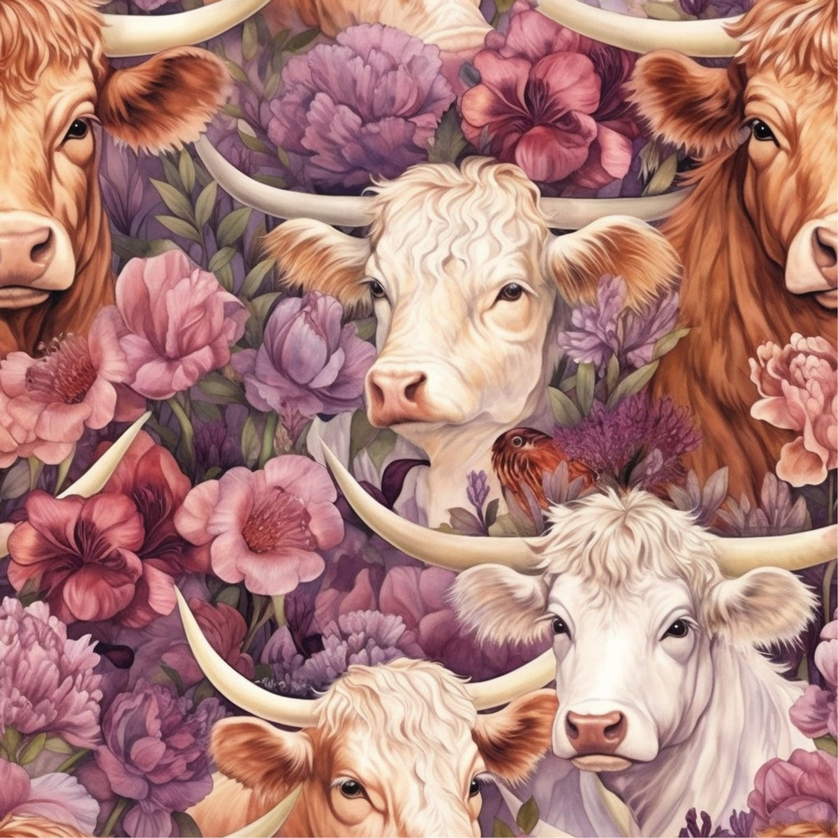 Blooming Bovines Pattern 16 Minky Fabric