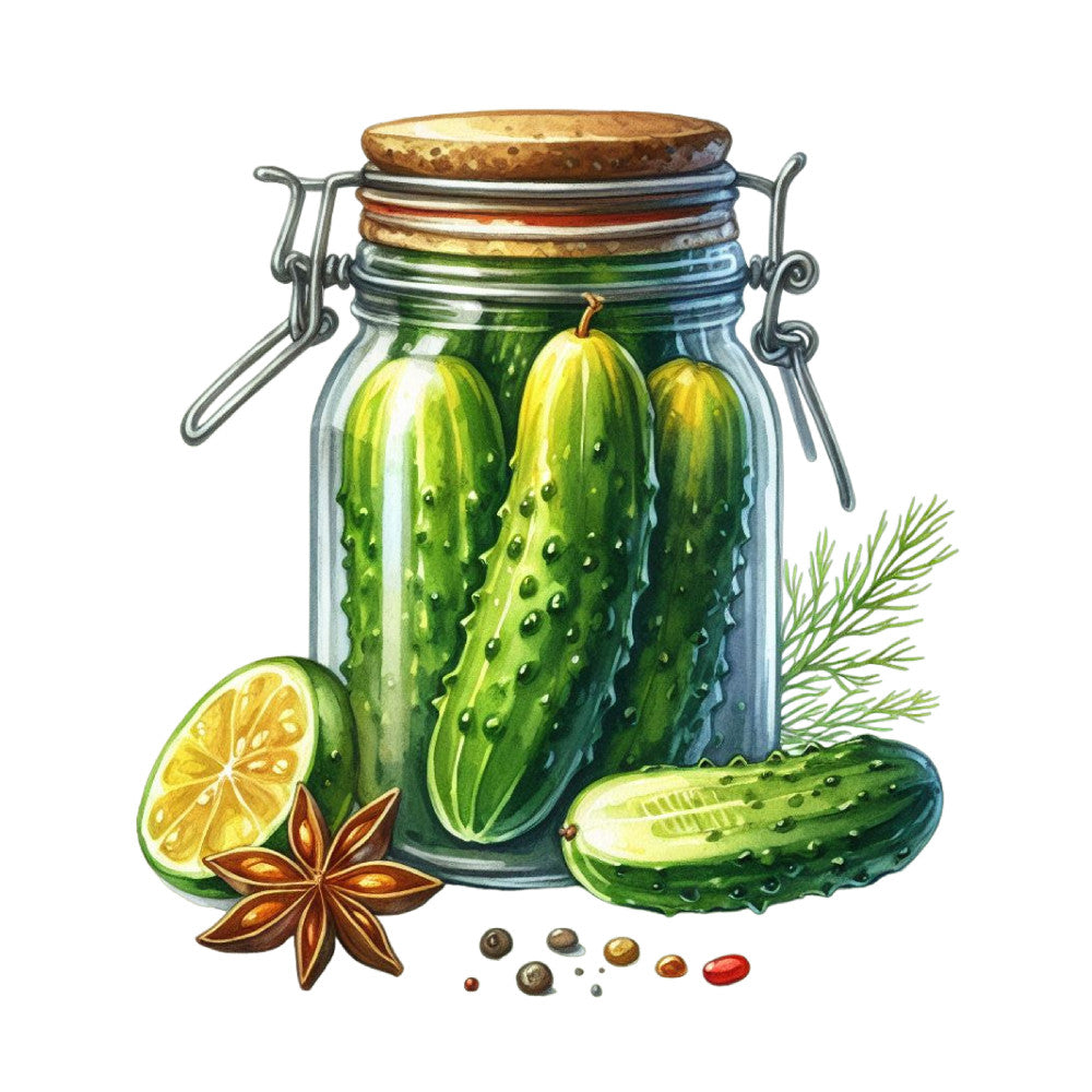 Pickle in a Glass Jar Fabric Panel 10
