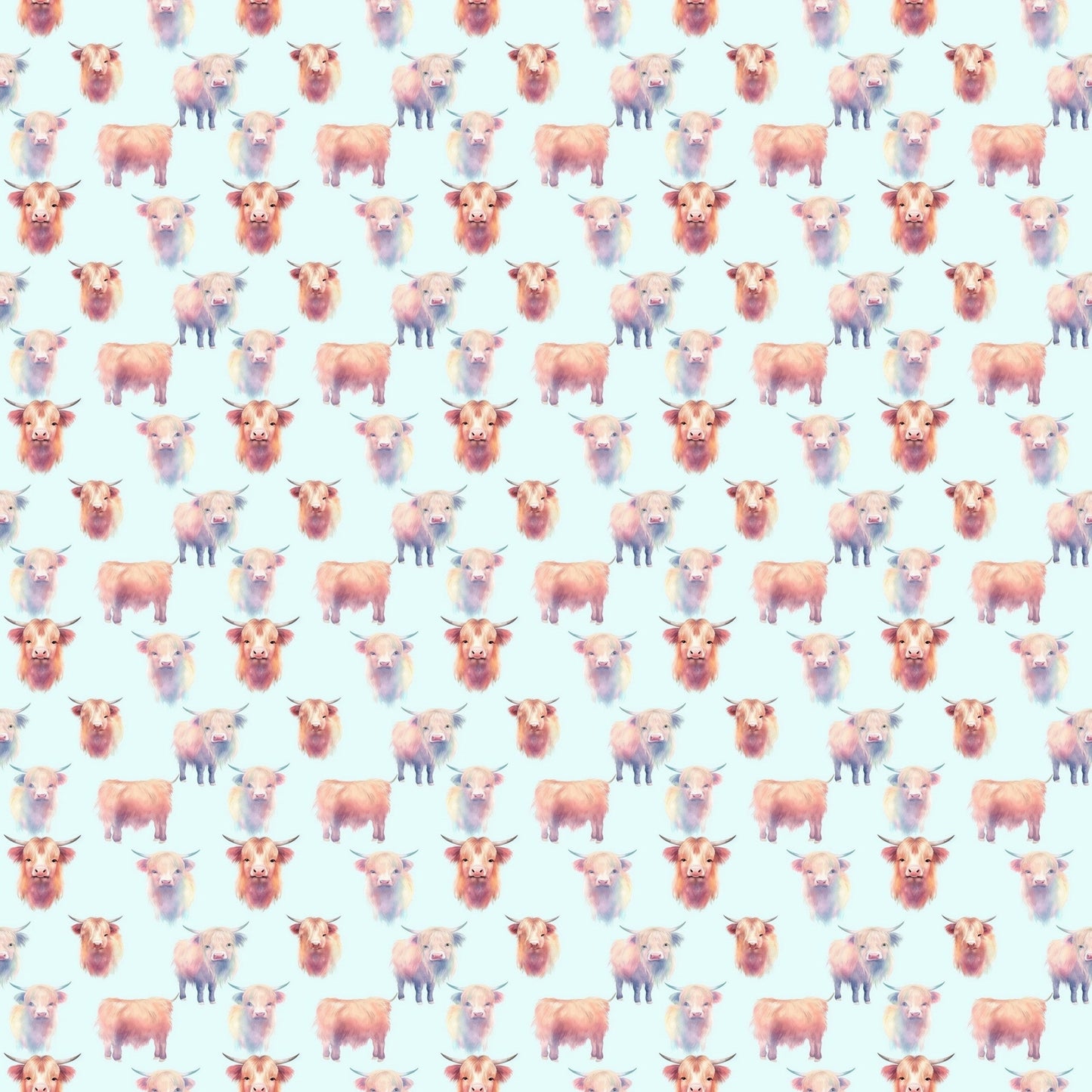 Funky Highland Cows Pattern 7 Quilting Cotton Fabric