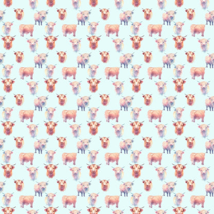 Funky Highland Cows Pattern 7 Quilting Cotton Fabric