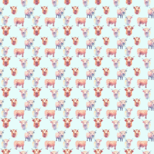 Funky Highland Cows Pattern 7 Quilting Cotton Fabric