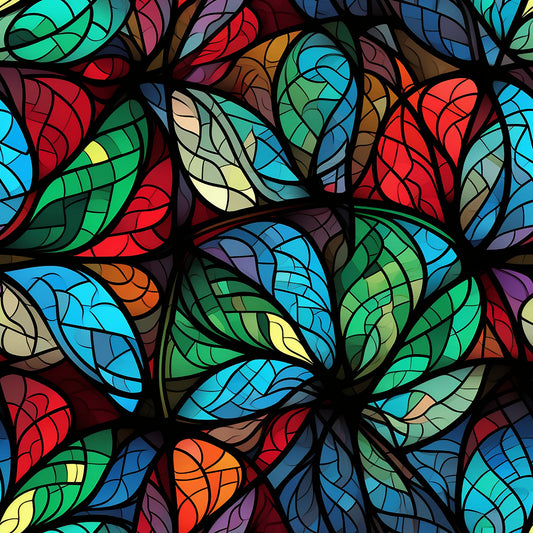 Stained Glass Christmas Pattern 15 Quilting Cotton Fabric