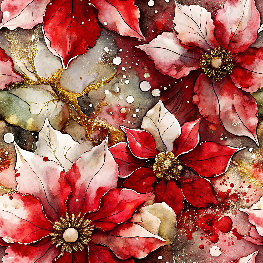 Gilded Poinsettia Reverie Pattern 8 Minky Fabric