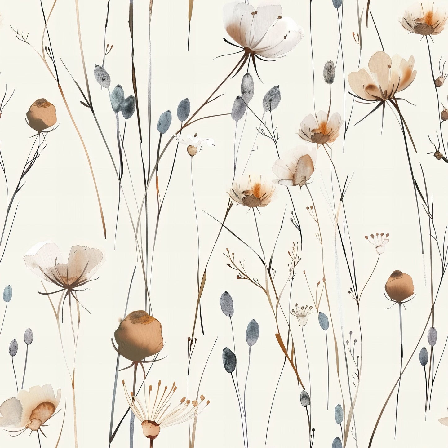 Handdrawn Meadow Wildflowers Pattern 10 Quilting Cotton Fabric