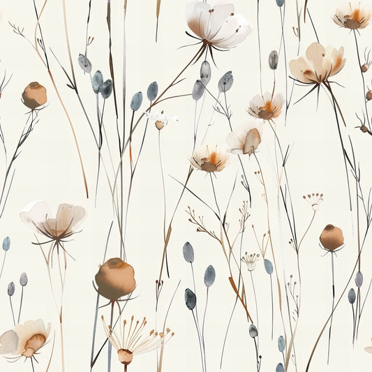 Handdrawn Meadow Wildflowers Pattern 10 Quilting Cotton Fabric