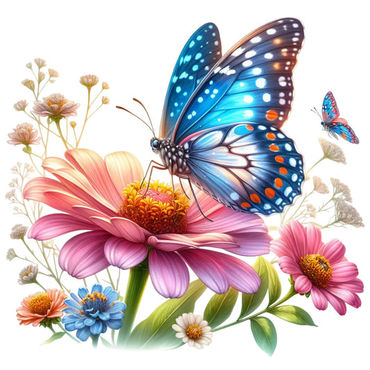 Spring Flowers and Butterflies Fabric Panel 25