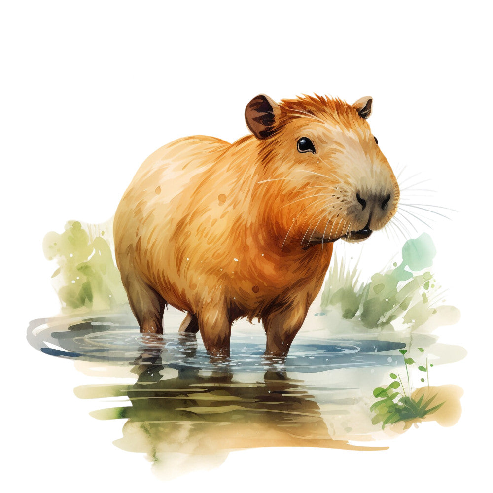 Watercolor Capybaras Fabric Panel 13