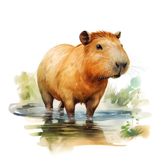 Watercolor Capybaras Fabric Panel 13