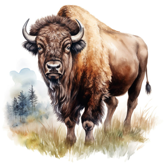 Watercolor Bison Fabric Panel 9
