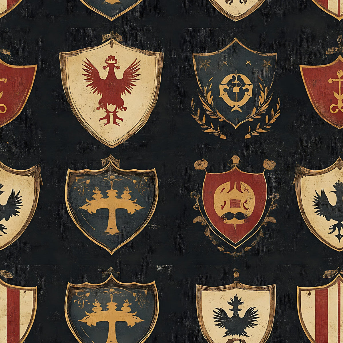 Medieval Heraldry Pattern 2 Minky Fabric
