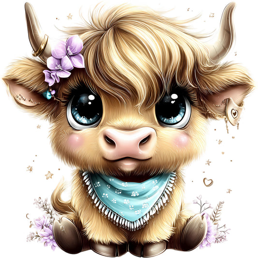 Adorable Highland Cows Fabric Panel 8