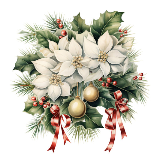 Holly and Baubles Fabric Panel 9