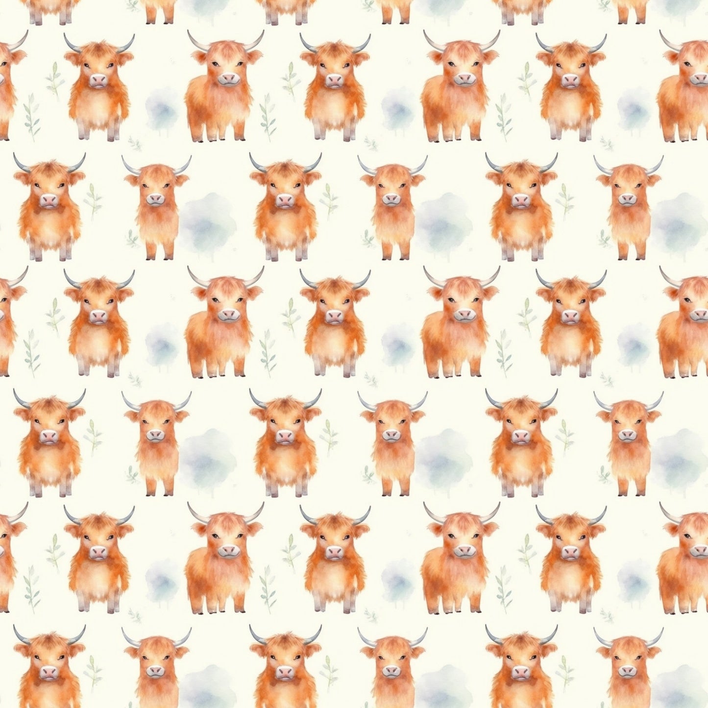 Funky Highland Cows Pattern 5 Quilting Cotton Fabric