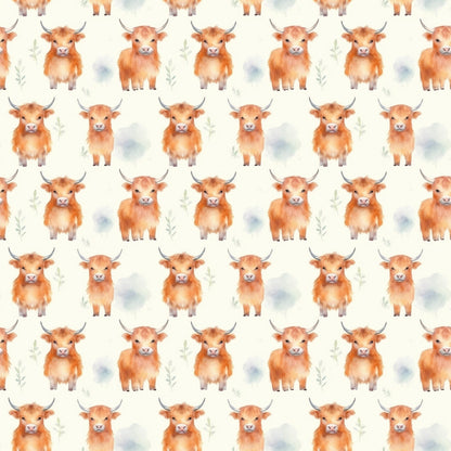 Funky Highland Cows Pattern 5 Quilting Cotton Fabric
