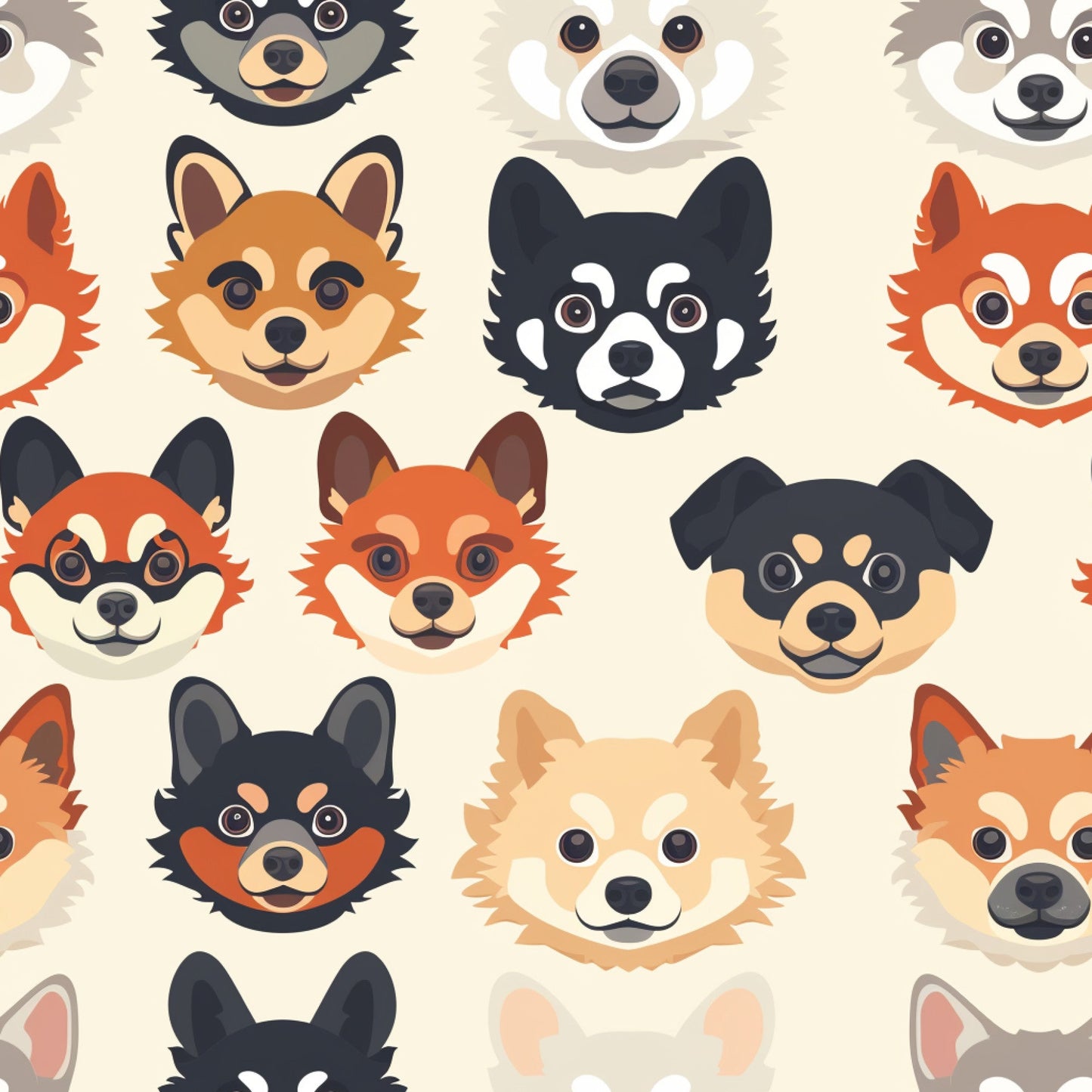 Dog Heads Pattern 2 Quilting Cotton Fabric