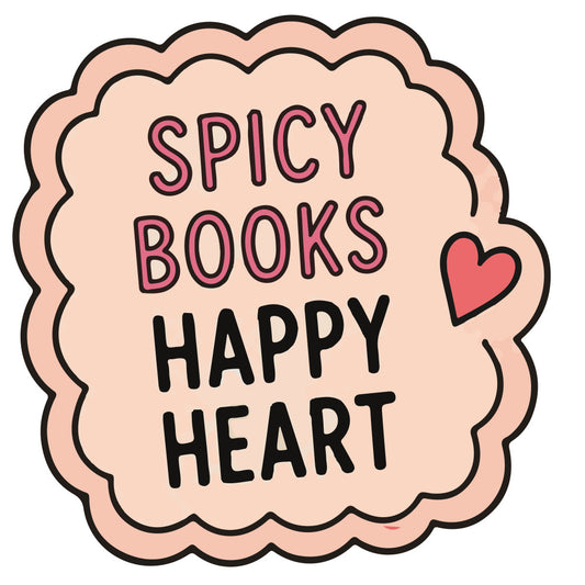 spicy books, happy heart, peach, coral pink, cream, black, hearts, book lover, reading, literary, whimsical, modern, playful, cute, typography, text design, book themed, romantic, valentine, gift for readers, book quotes, inspirational, decorative panel, wall hanging, book club, reader gifts, pastel colors, fun phrases