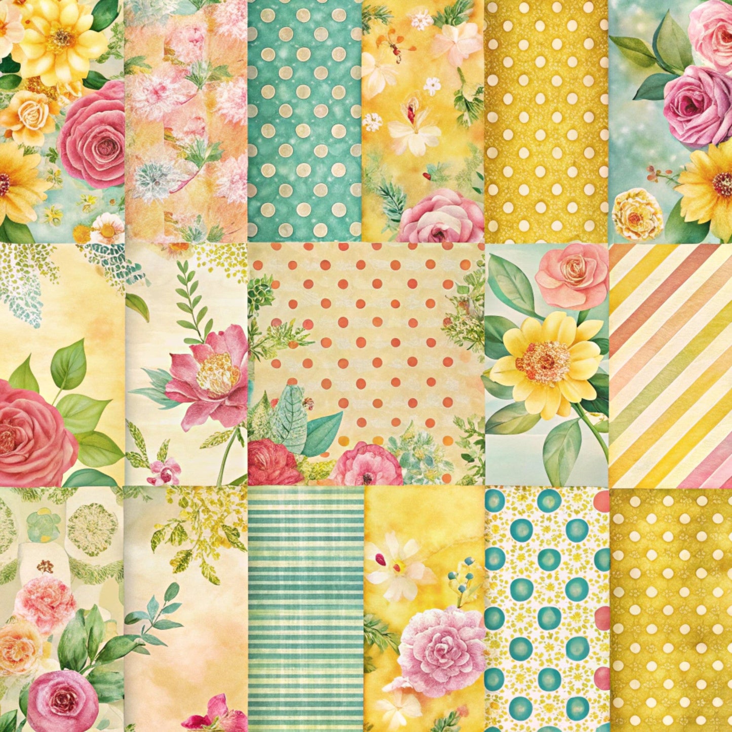 Spring Patchwork Pattern 30 Quilting Cotton Fabric