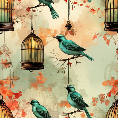 Gilded Aviary Pattern 7 Minky Fabric