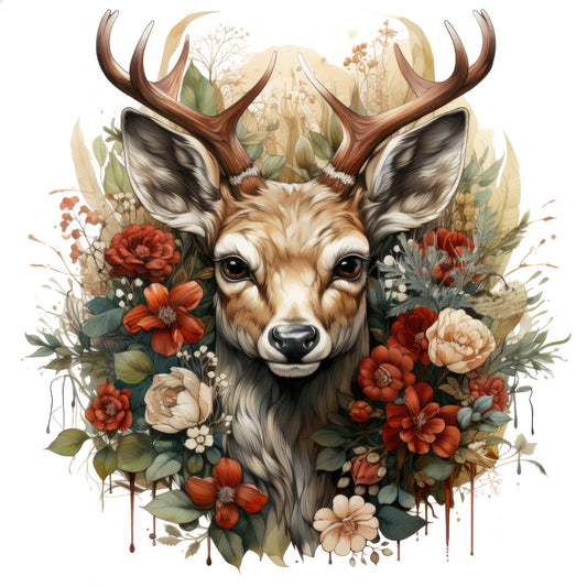 Vintage Deer Head Fabric Panel 1