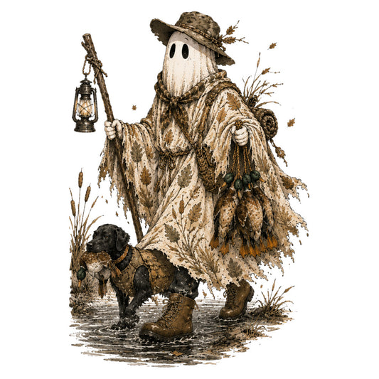 scarecrow, autumn, fall, harvest, rustic, whimsical, cream, tan, brown, sepia, vintage, farmhouse, countryside, folk art, nature, dog, hunting, wetland, marsh, reeds, cattails, lantern, storybook, cottage core, seasonal, traditional, earthy tones, distressed, nostalgic, wildlife