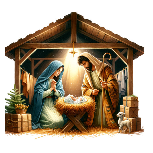 Golden Nativity Fabric Panel 5