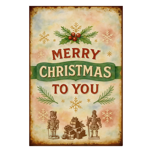 Old Christmas Sign Fabric Panel 7