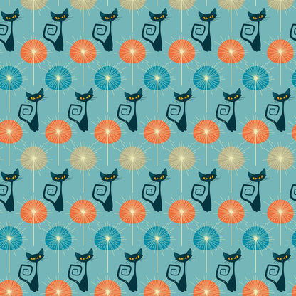 Atomic Kitty Pattern 6 Quilting Cotton Fabric
