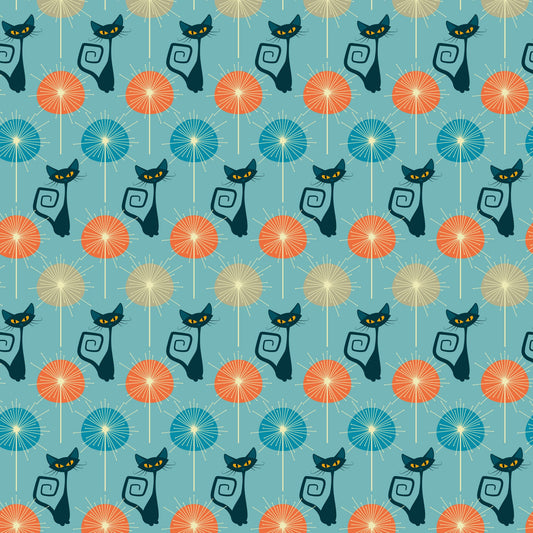 Atomic Kitty Pattern 6 Quilting Cotton Fabric