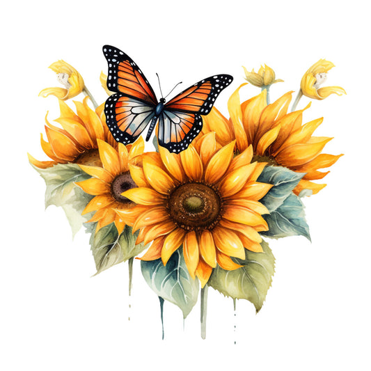 Sunflowers and Butterflies Fabric Panel 24
