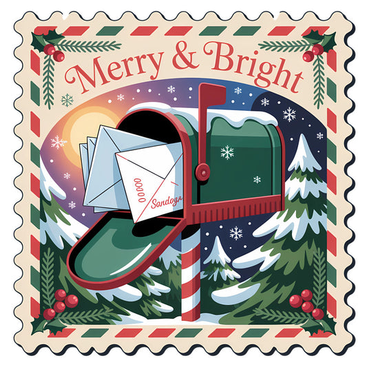 Vintage Christmas Stamps Fabric Panel 41