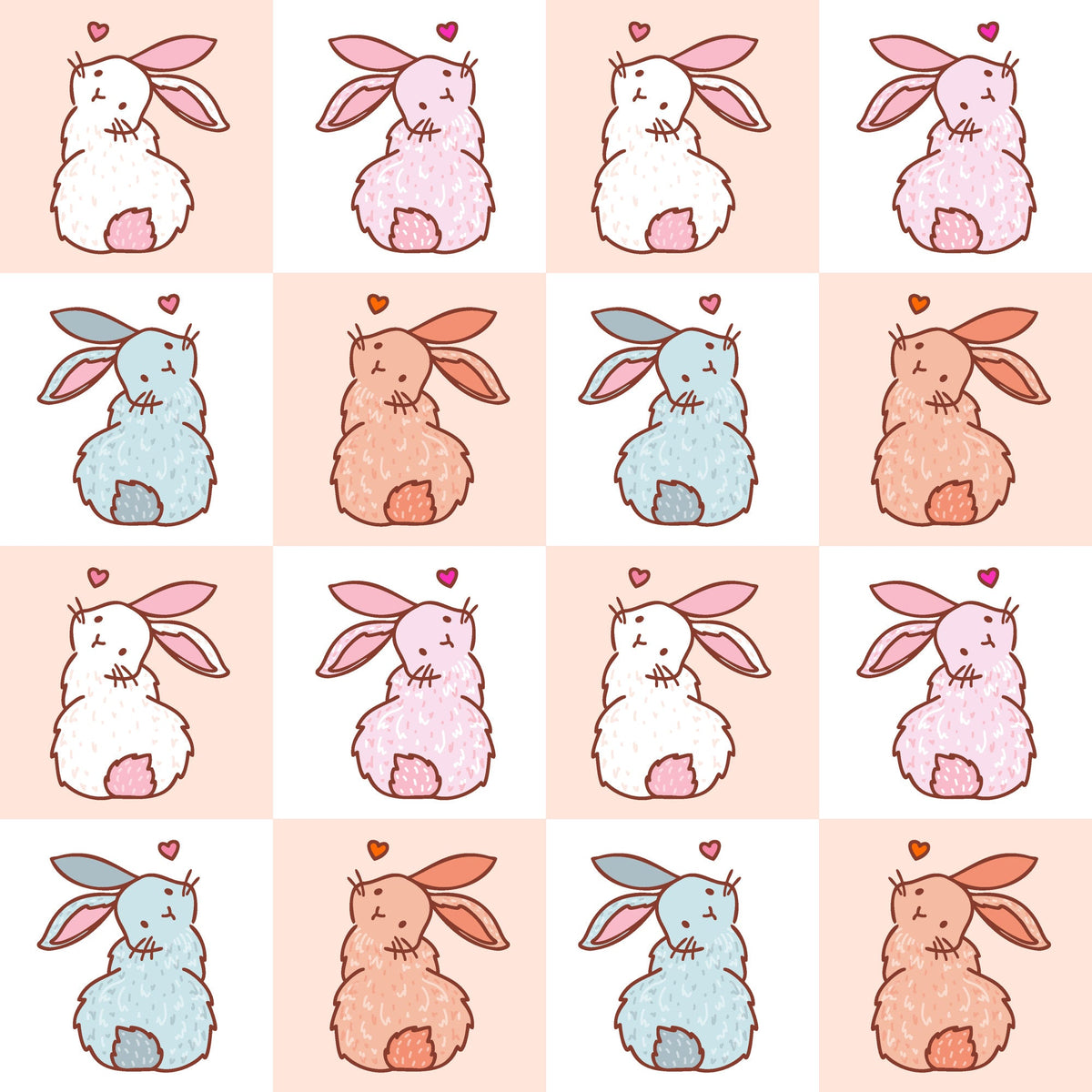 Sweetheart Rabbits Pattern 1 Minky Fabric