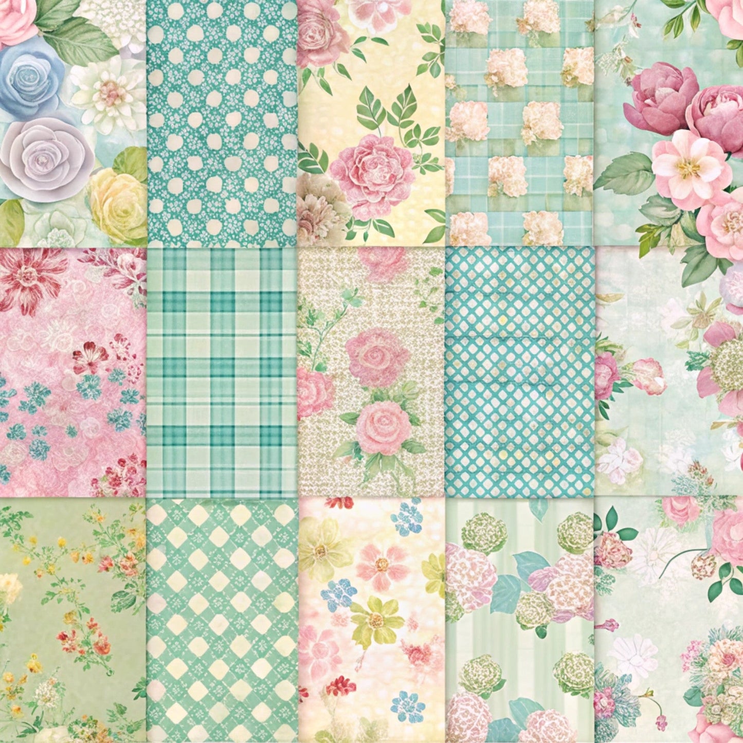 Spring Patchwork Pattern 12 Quilting Cotton Fabric