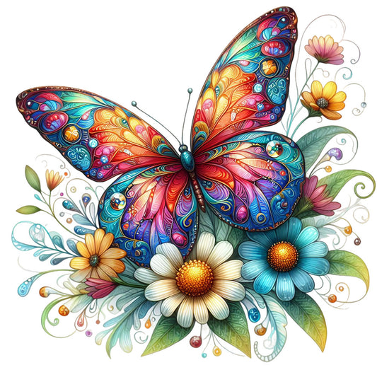Spring Flowers and Butterflies Fabric Panel 27