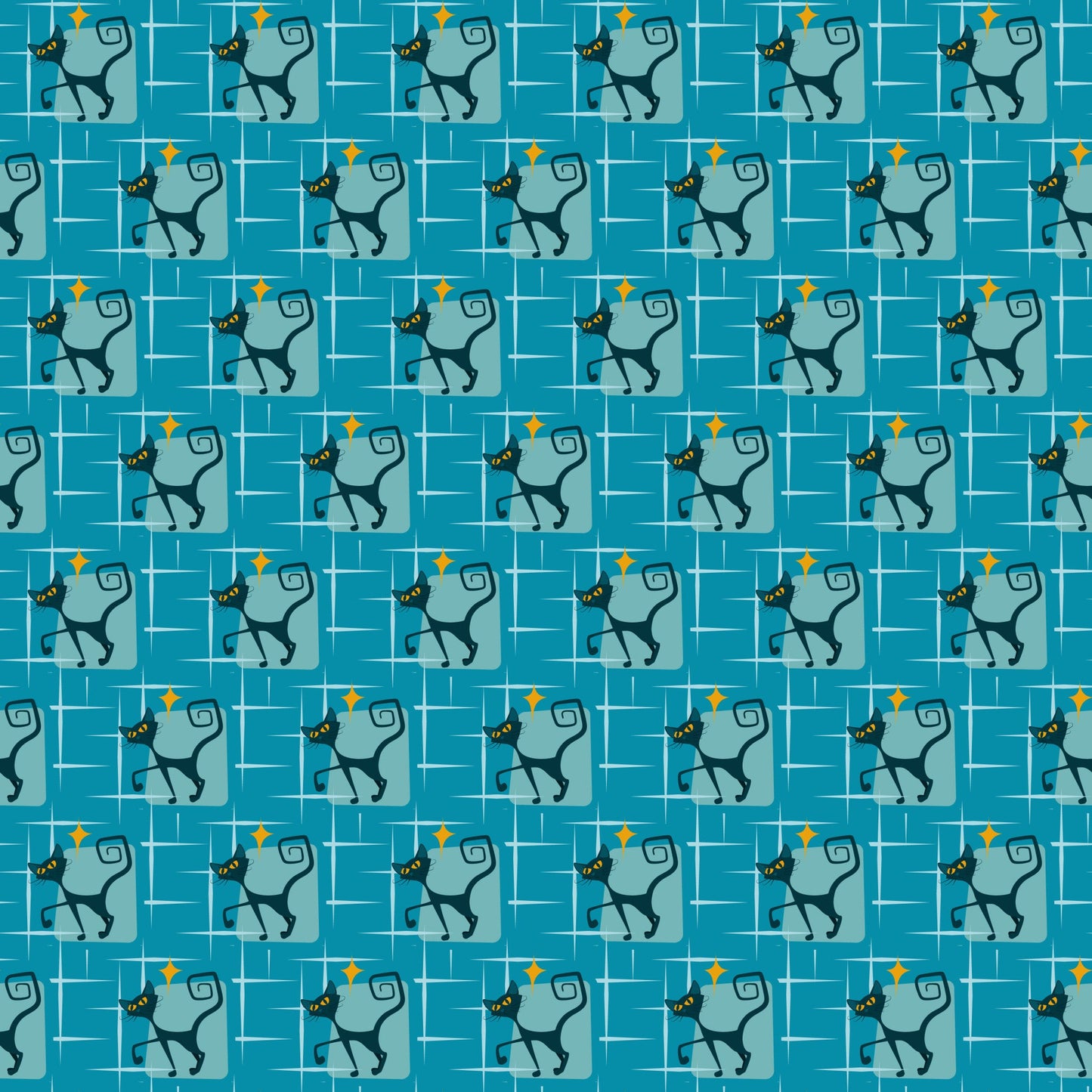 Atomic Kitty Pattern 1 Quilting Cotton Fabric