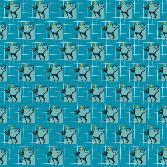 Atomic Kitty Pattern 1 Quilting Cotton Fabric