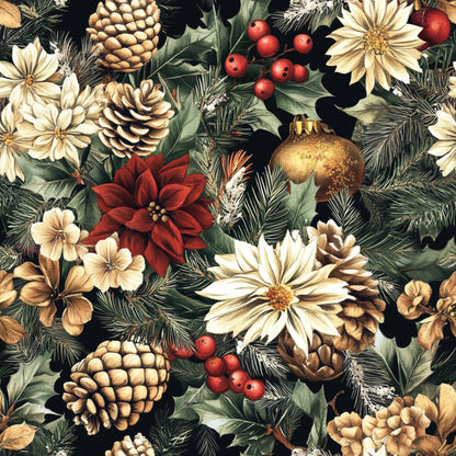 Yuletide Blooms Pattern 2 Minky Fabric