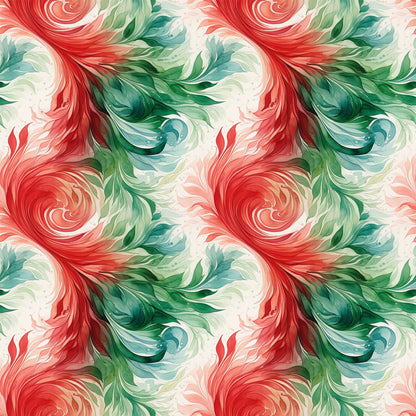 Watercolor Christmas Swirls Pattern 3 Quilting Cotton Fabric