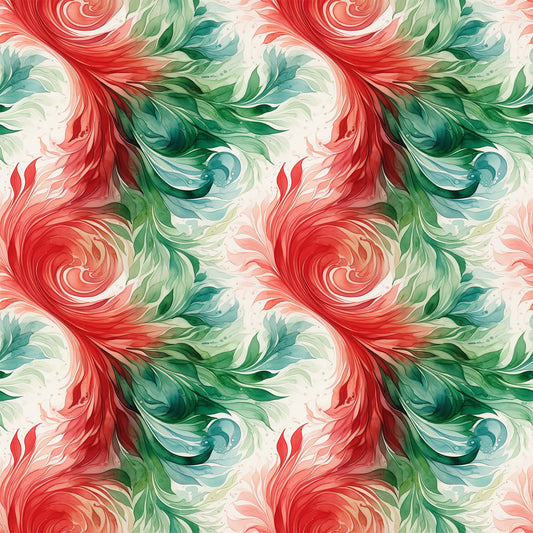 Watercolor Christmas Swirls Pattern 3 Quilting Cotton Fabric