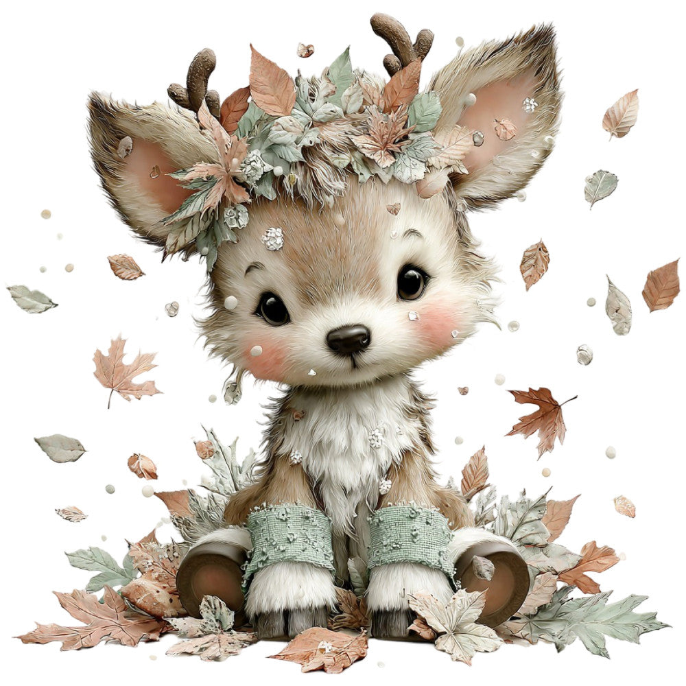 autumn, baby, beige, brown, cream, cute, deer, fall, forest green, fuzzy, gentle, gold, heart, illustrated, kawaii, leaves, nature, neutral, nursery, pastel, seasonal, soft, spring, sweet, taupe, tender, watercolor, whimsical, woodland