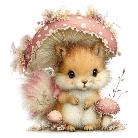 cute animal, woodland creature, hedgehog, mushroom, toadstool, floral, dried flowers, pressed flowers, pastel colors, dusty rose, coral pink, cream, tan, golden brown, soft colors, whimsical, fairy tale, storybook, nature, forest, spring, baby, children's, nursery, gender neutral, adorable, sweet, delicate, vintage botanical, enchanted forest