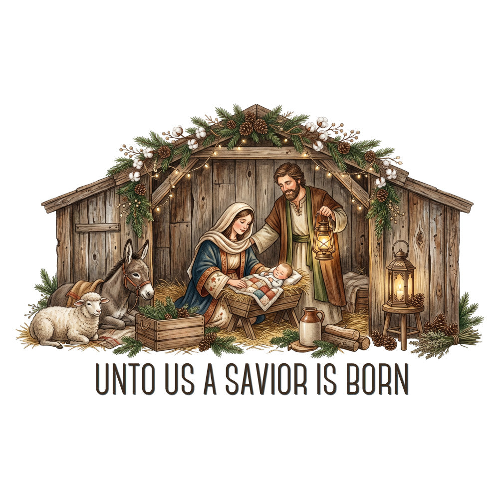 nativity scene, christmas, religious, manger, baby jesus, mary and joseph, stable, animals, donkey, sheep, lamb, rustic, traditional, vintage, holiday, spiritual, nativity, brown, cream, beige, tan, forest green, gold, lantern, evergreen, pinecones, cotton berries, farm animals, religious imagery, christmas carol