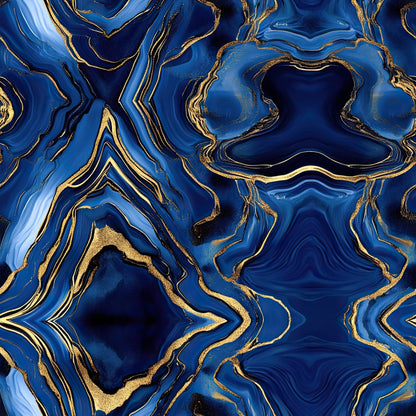 Royal Blue and Gold Agate Pattern 8 Minky Fabric